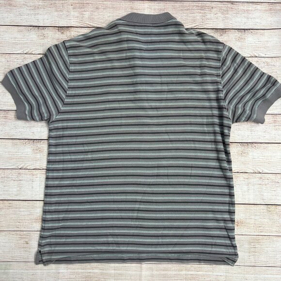 Patagonia Organic Cotton Polo Shirt Gray Striped Short Sleeve Mens Medium - Picture 2 of 11